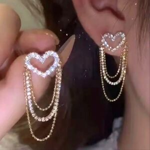 18K Gold Diamond Drop Earrings - Women's Jewelry